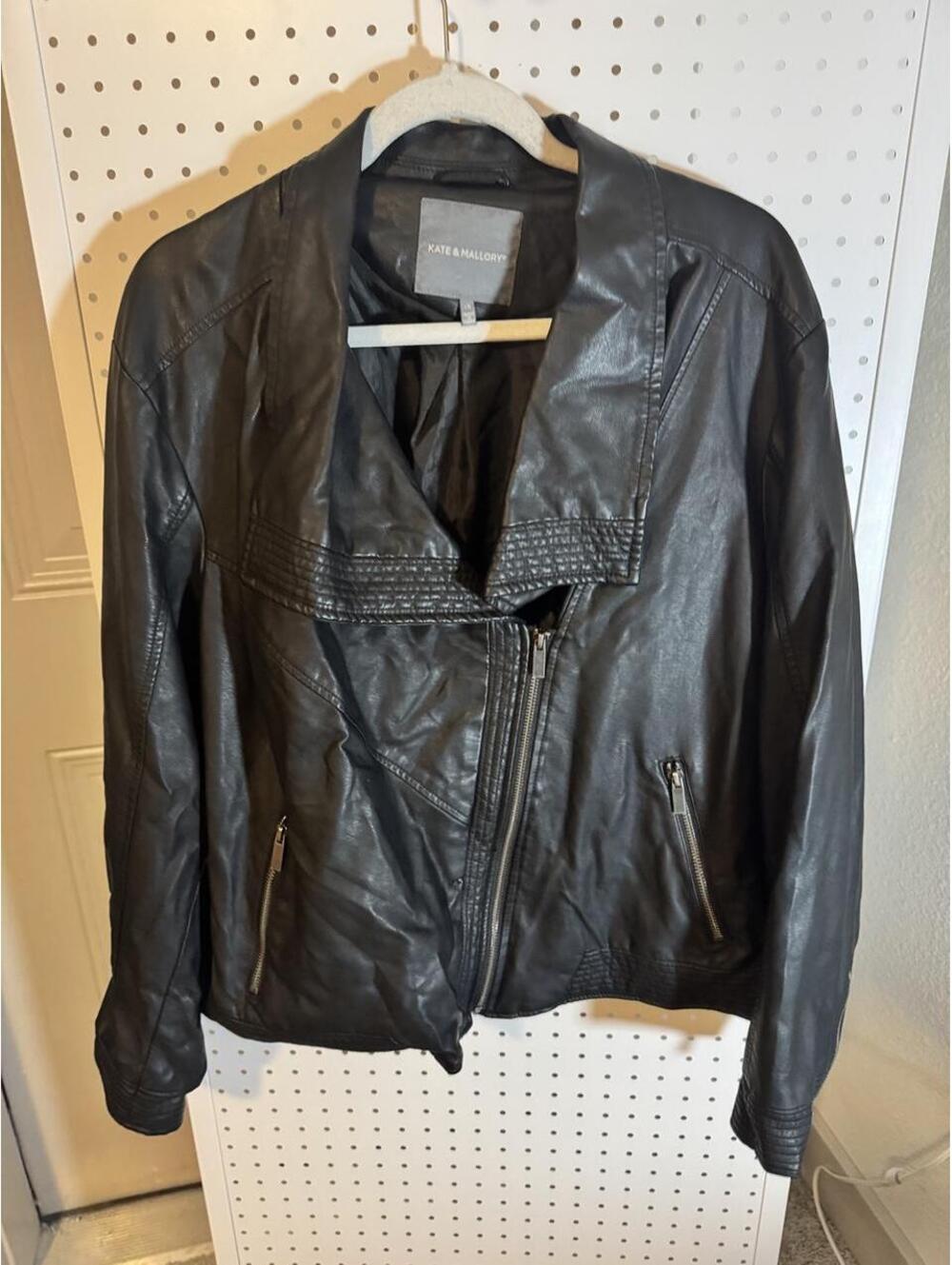 Kate & Mallory Black Faux Leather Moto Jacket 1X